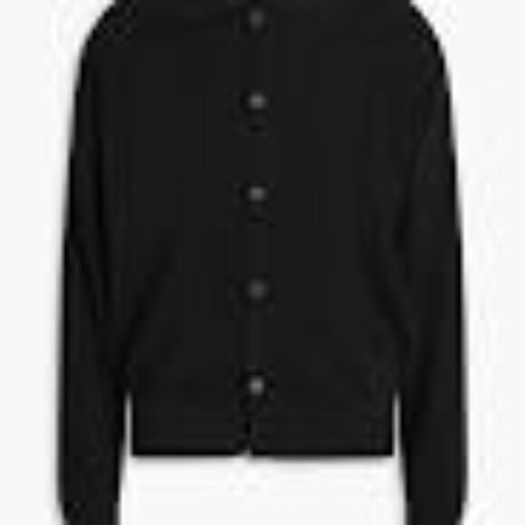 Le17Septembre spread collar button down shirt in black cotton blend rib - Picture 2 of 7